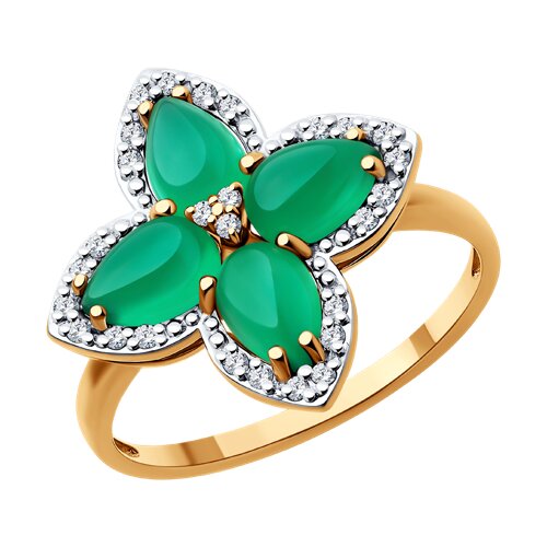 Кольцо SOKOLOV - Золото 585, Агат, Фианит (арт. 716382)