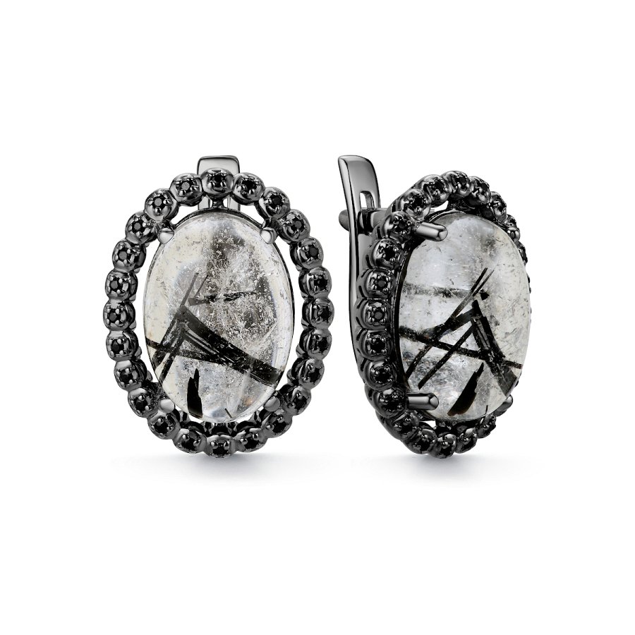 Серьги Дар - Серебро 925, Кварц, Фианит (арт. С-3231чрс465216)