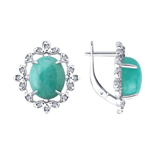 Серьги SOKOLOV - Серебро 925, Амазонит, Фианит (арт. 83020437)