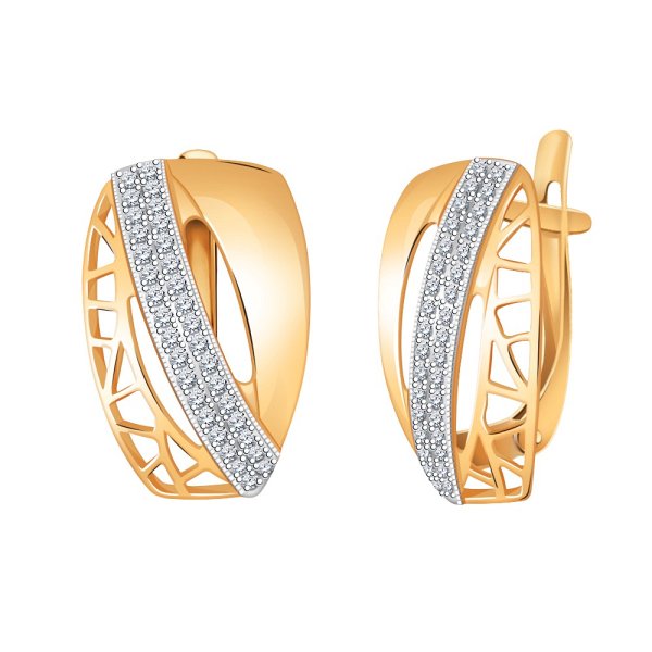 Серьги Атолл - Золото 585, Фианит (арт. 21001)