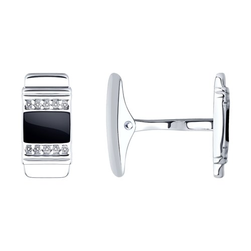 Запонки SOKOLOV - Серебро 925, Фианит, Эмаль (арт. 94160034)