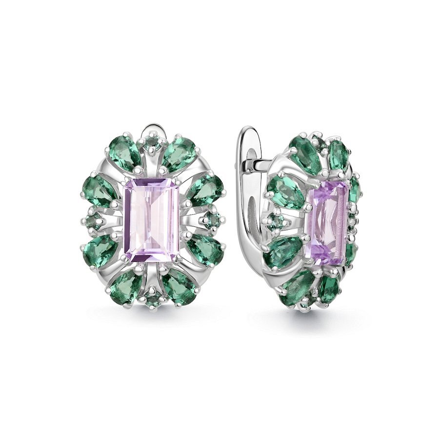 Серьги Дар - Серебро 925, Аметист, Празиолит (арт. Сэ-0084рс415912)