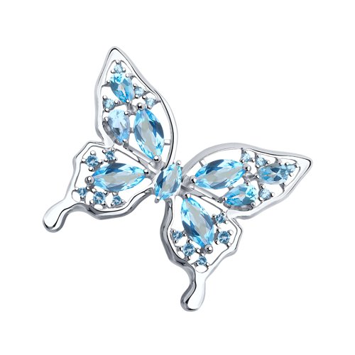 Брошь SOKOLOV - Серебро 925, Топаз, Фианит (арт. 92040090)