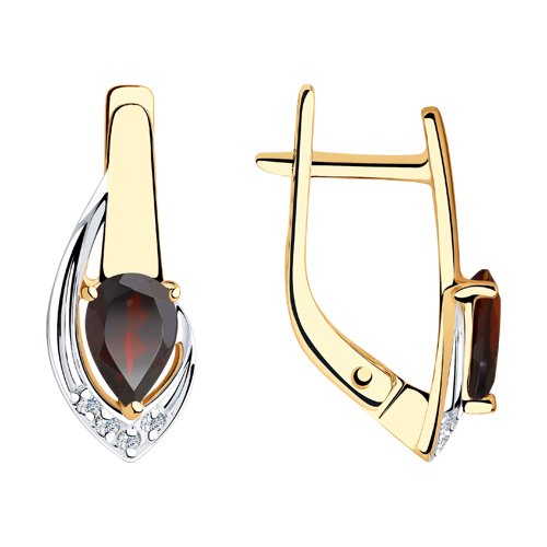 Серьги SOKOLOV - Золото 375, Гранат, Фианит (арт. 37725924)
