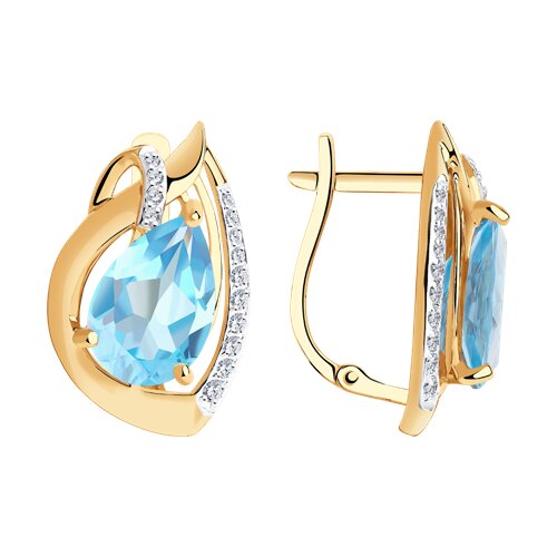 Серьги Diamant - Золото 585, Топаз, Фианит (арт. 51-320-00931-1)