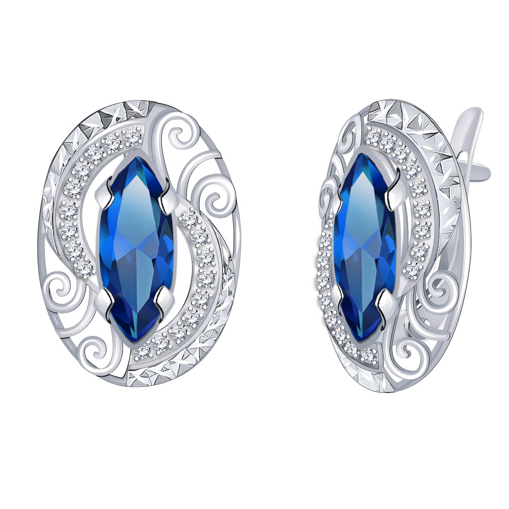 Серьги Атолл - Серебро 925, Фианит (арт. 20496ас3-925)