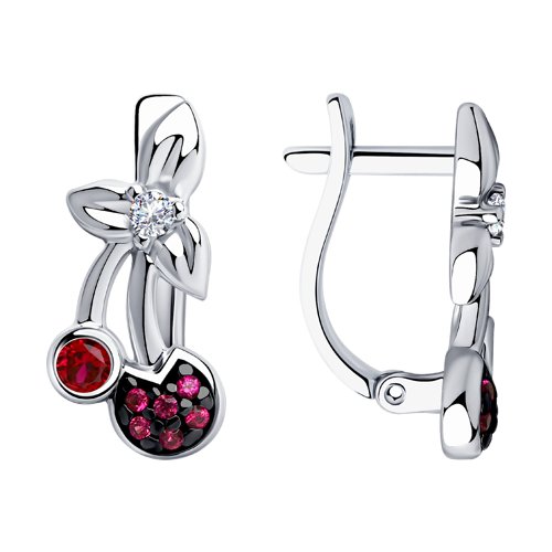 Серьги SOKOLOV - Серебро 925, Синтетический рубин, Фианит (арт. 94023720)
