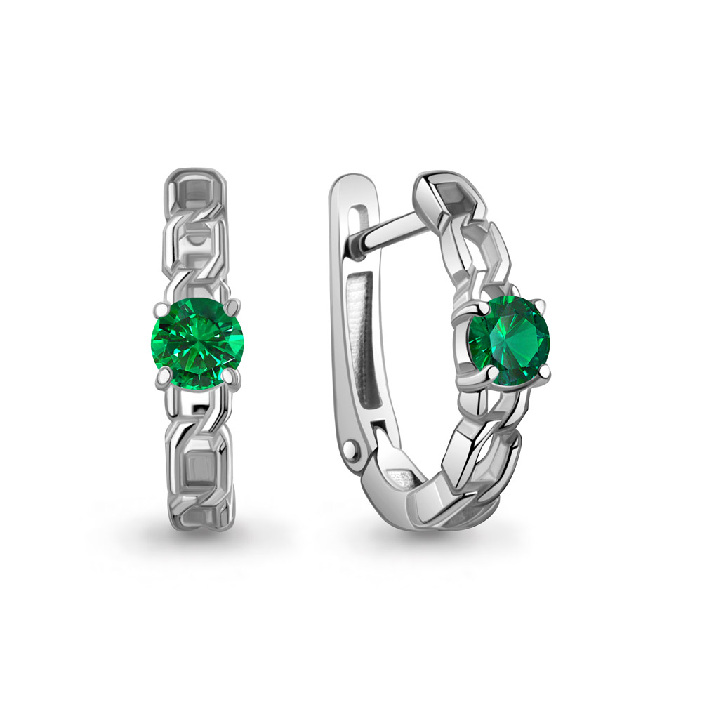Серьги Аквамарин - Серебро 925, Синтетический изумруд (арт. 450128П.5)