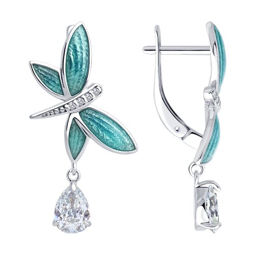 Серьги Diamant - Серебро 925, Фианит, Эмаль (арт. 94-121-02244-1)