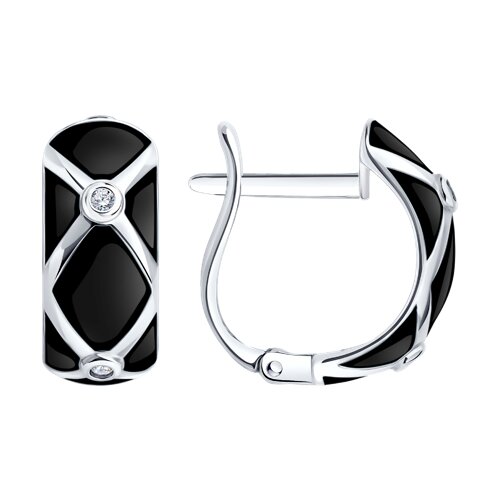Серьги Diamant - Серебро 925, Фианит, Эмаль (арт. 94-120-00235-2)