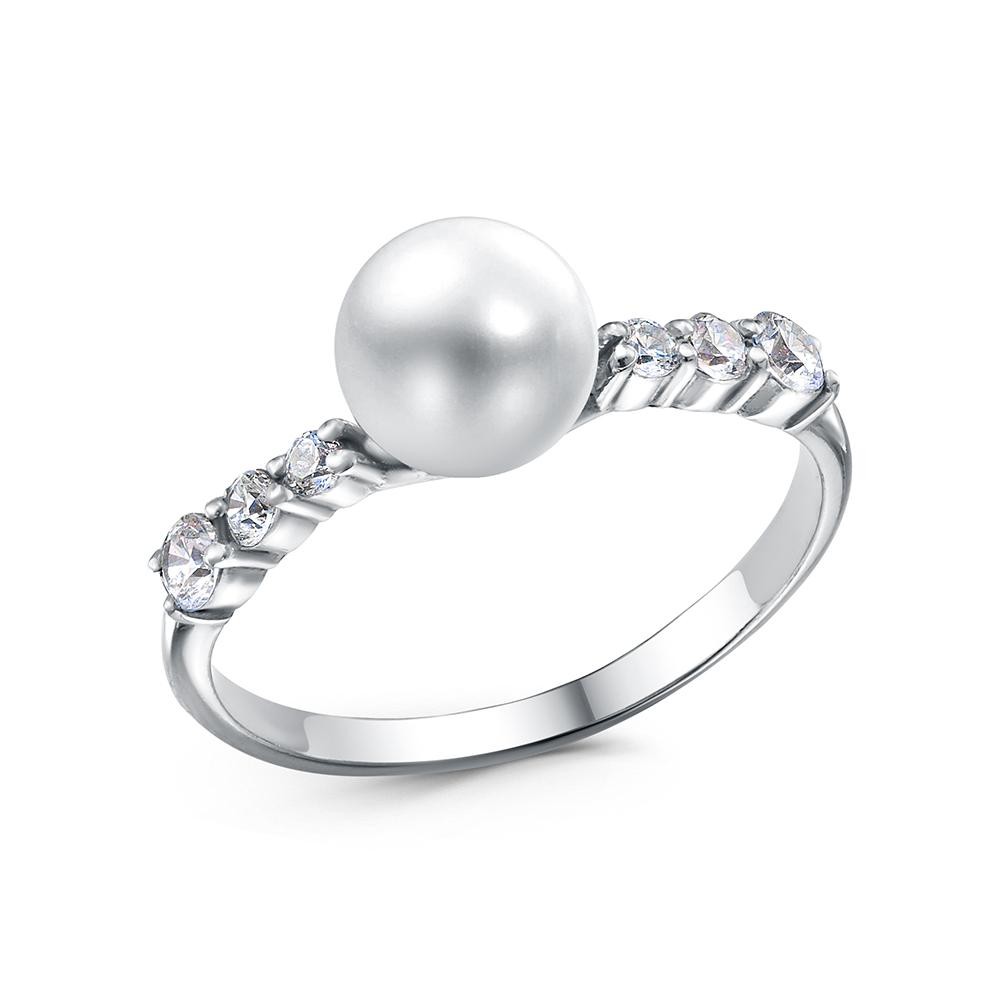 Кольцо Красная пресня - Серебро 925, Жемчуг культивированный, Фианит (арт. 23317348Д)