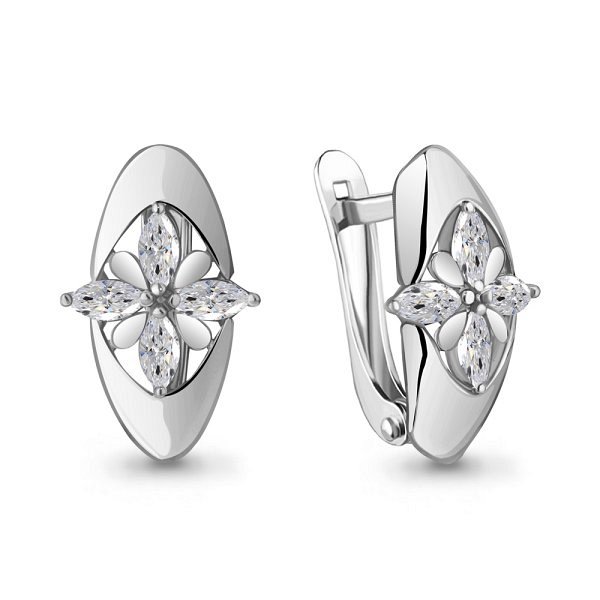 Серьги Аквамарин - Серебро 925, Фианит (арт. 49219.5)