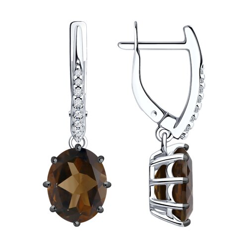 Серьги Diamant - Серебро 925, Раухтопаз, Фианит (арт. 94-321-02054-4)