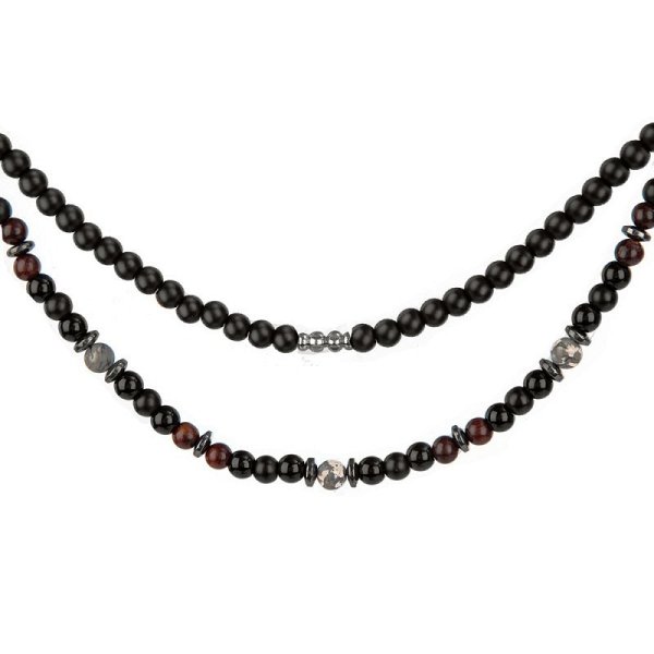 Колье Фиделис - Прочие материалы, Агат, Гематит, Дерево, Яшма (арт. AS-S06-06-ShAgD)