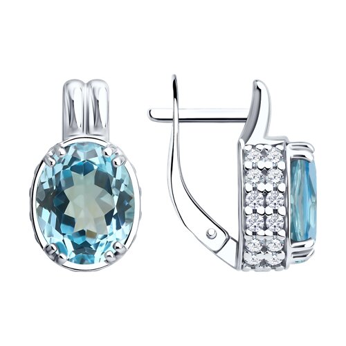 Серьги SOKOLOV - Серебро 925, Топаз, Фианит (арт. 92023262)