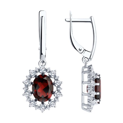 Серьги Diamant - Серебро 925, Гранат, Фианит (арт. 94-321-02042-2)