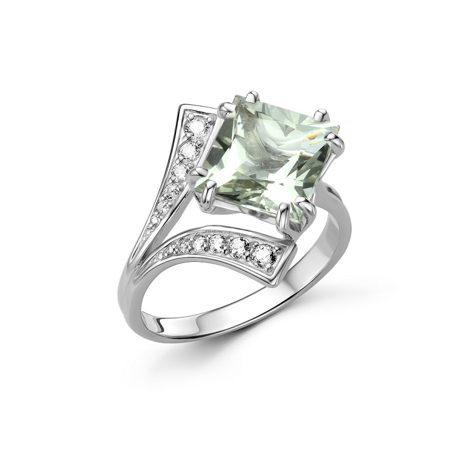 Кольцо Дар - Серебро 925, Празиолит, Фианит (арт. К-5262рс41200)