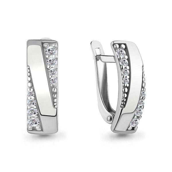 Серьги Аквамарин - Серебро 925, Фианит (арт. 400615А.5)