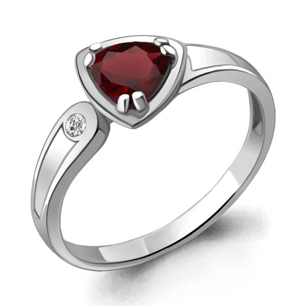 Кольцо Аквамарин - Серебро 925, Гранат, Фианит (арт. 6928203А.5)