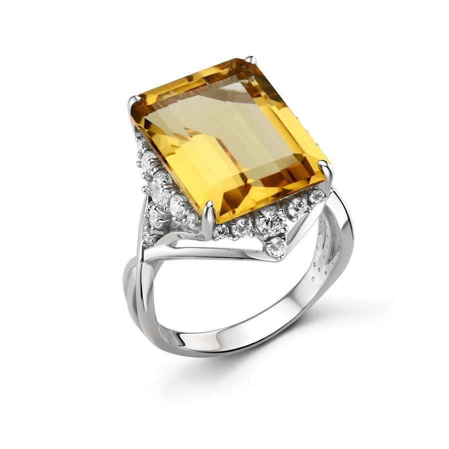 Кольцо Дар - Серебро 925, Фианит, Цитрин (арт. К-5267рс40500)