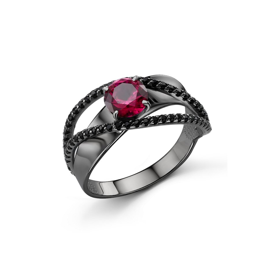Кольцо Дар - Серебро 925, Синтетический рубин, Фианит (арт. К-5071чрс915216)