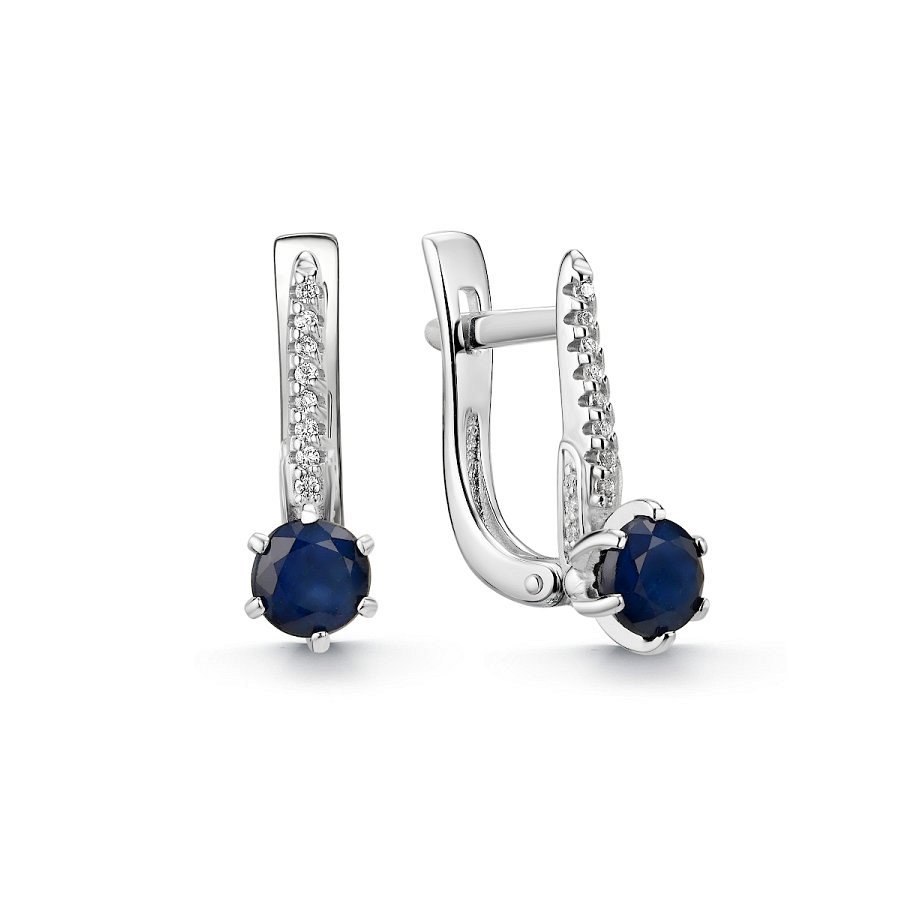 Серьги Дар - Серебро 925, Сапфир, Фианит (арт. С-5088рс110800)