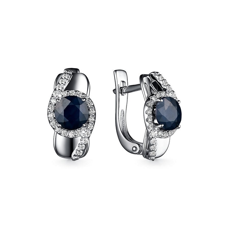 Серьги Дар - Серебро 925, Сапфир, Фианит (арт. С-5069рс110800)