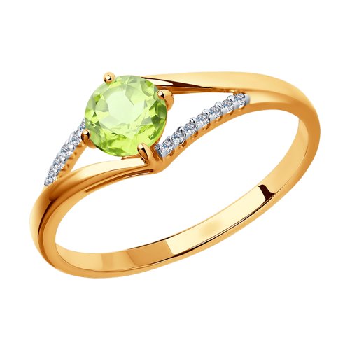 Кольцо SOKOLOV - Золото 375, Фианит, Хризолит (арт. 37714120)