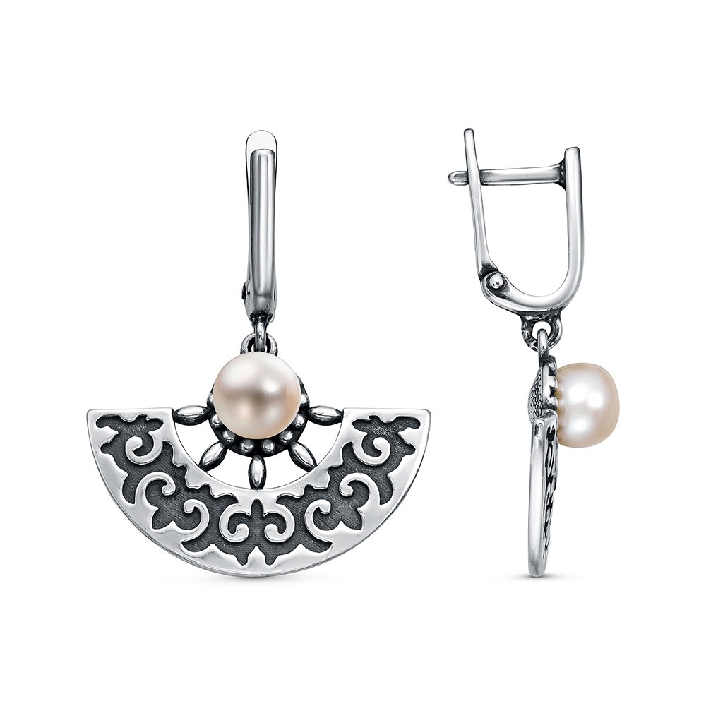 Серьги Красная пресня - Серебро 925, Жемчуг культивированный (арт. 33317440)