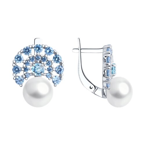 Серьги SOKOLOV - Серебро 925, Жемчуг культивированный, Топаз, Фианит (арт. 92022672)