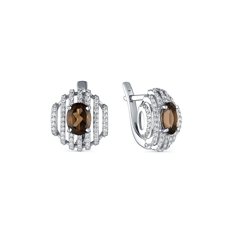 Серьги Дар - Серебро 925, Раухтопаз, Фианит (арт. С-3597рс40700)
