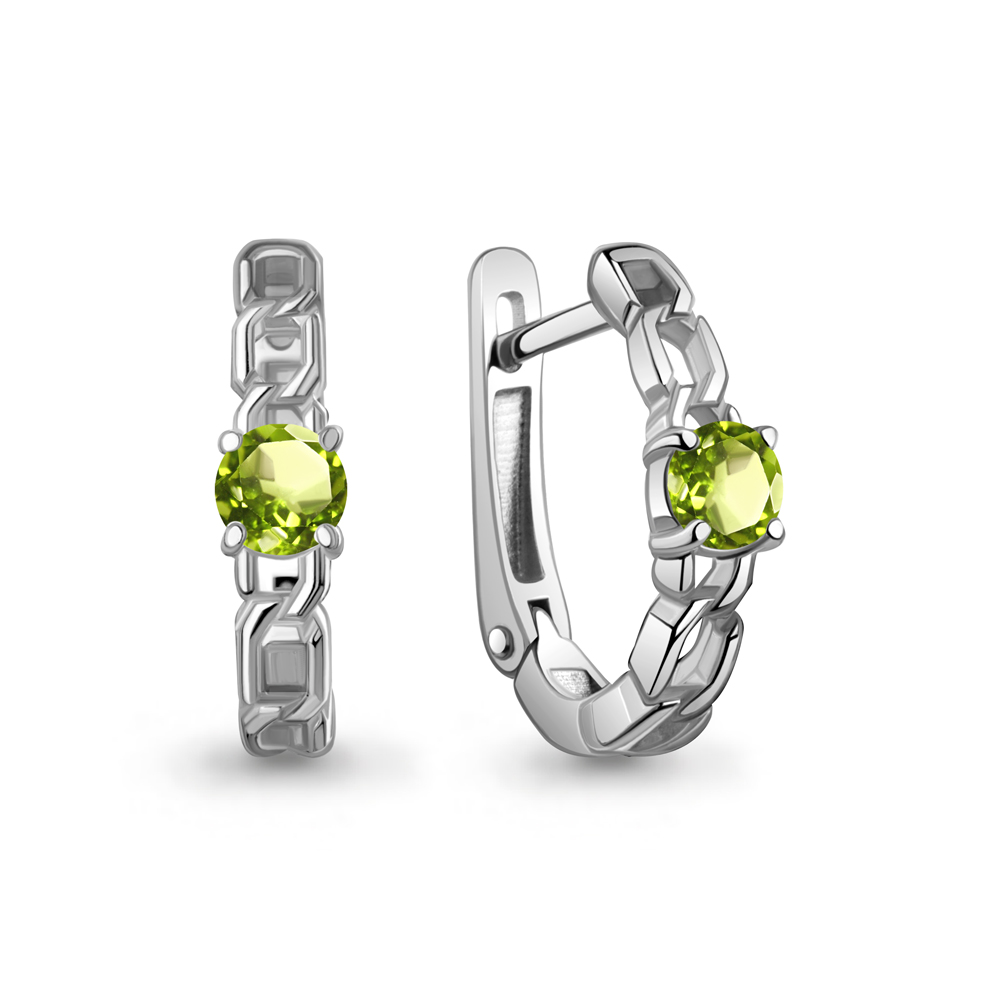 Серьги Аквамарин - Серебро 925, Хризолит (арт. 45012807.5)
