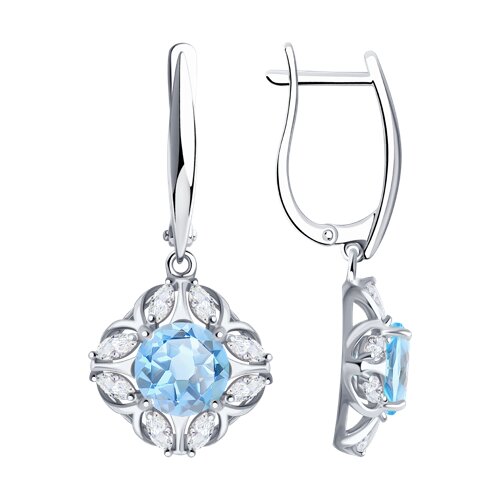 Серьги SOKOLOV - Серебро 925, Топаз, Фианит (арт. 92025298)