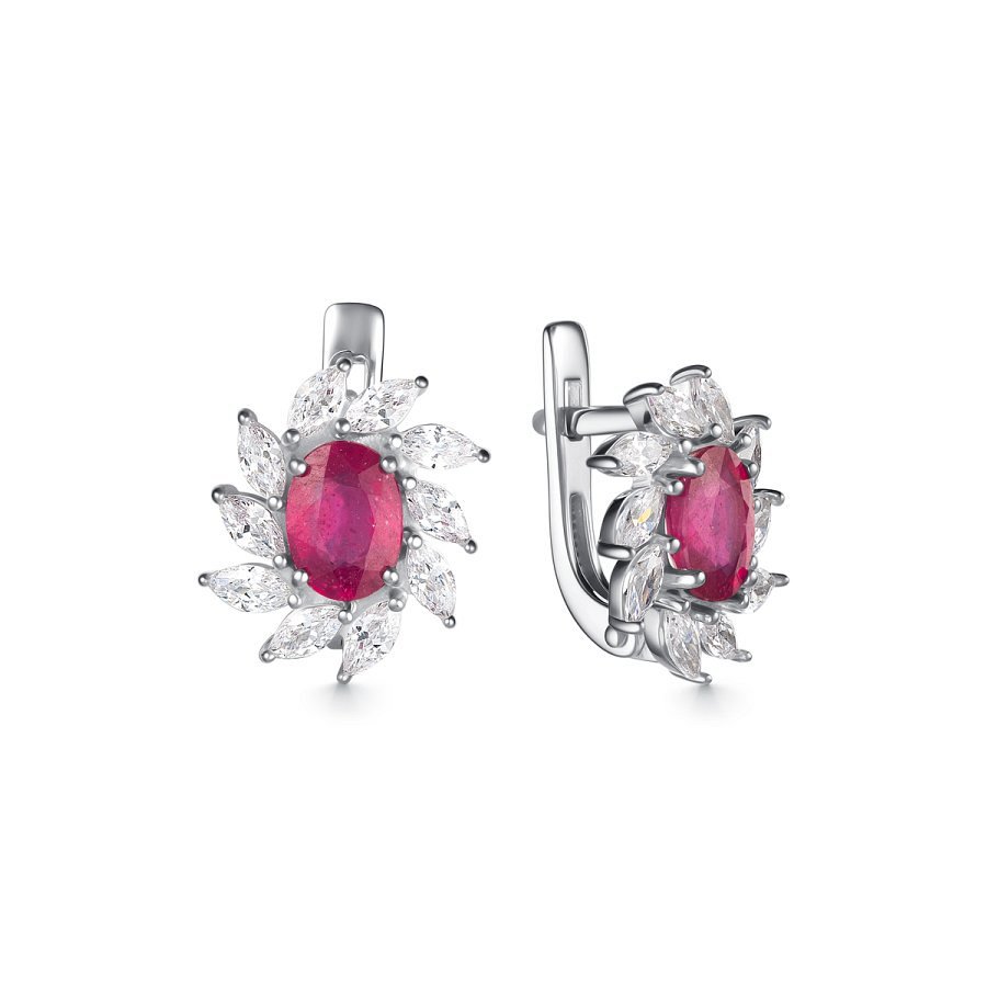 Серьги Дар - Серебро 925, Рубин, Фианит (арт. С-3766рк111500)