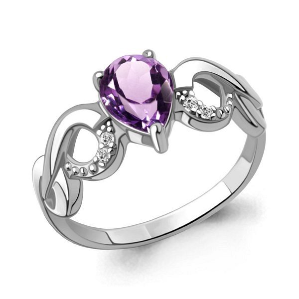 Кольцо Аквамарин - Серебро 925, Аметист, Фианит (арт. 65007304А.5)