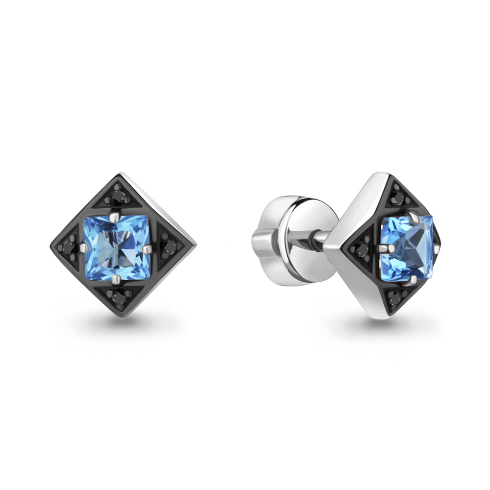 Серьги Аквамарин - Серебро 925, Агат, Кристалл (арт. 4486505Ч.5)