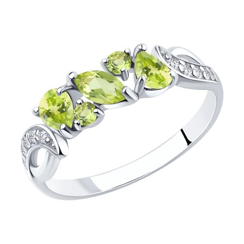 Кольцо SOKOLOV - Серебро 925, Фианит, Хризолит (арт. 92011592)