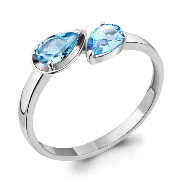 Кольцо Аквамарин - Серебро 925, Топаз, Фианит (арт. 6945505.5)