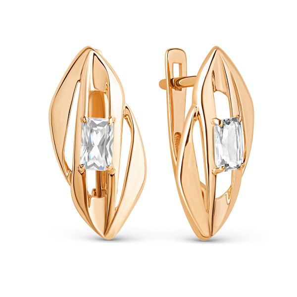 Серьги ЮФ Династия - Золото 585, Фианит (арт. 020412-1102)