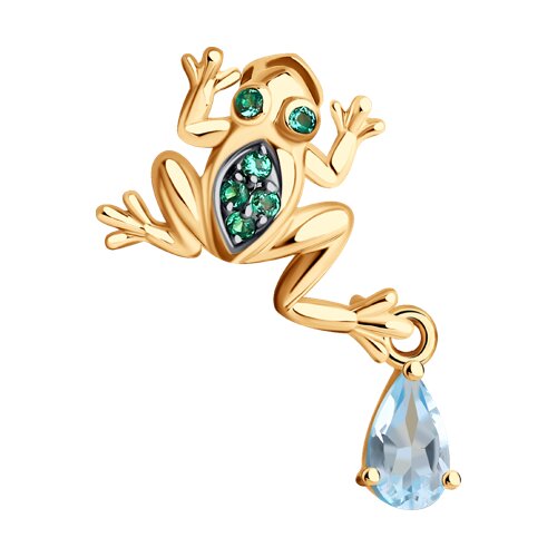 Подвеска SOKOLOV - Золото 585, Синтетический изумруд, Топаз, Фианит (арт. 732327)