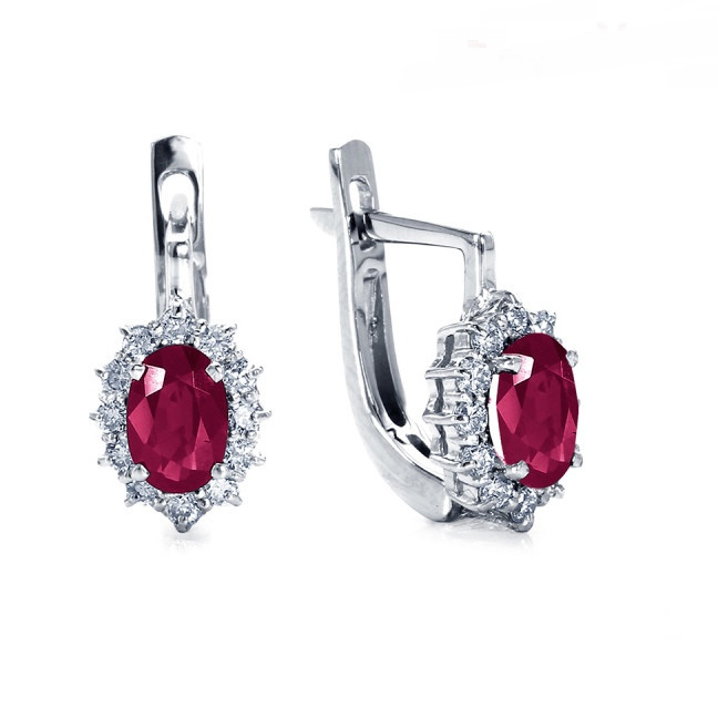 Серьги Platinum Lab. - Платина 950, Рубин, Бриллиант (арт. ПС-206Р-01)