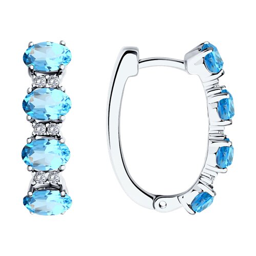 Серьги SOKOLOV - Серебро 925, Топаз, Фианит (арт. 92023068)