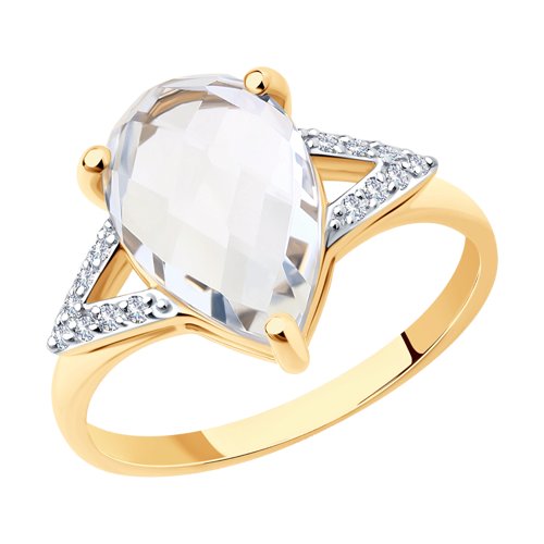 Кольцо SOKOLOV - Золото 585, Горный хрусталь, Фианит (арт. 716237)