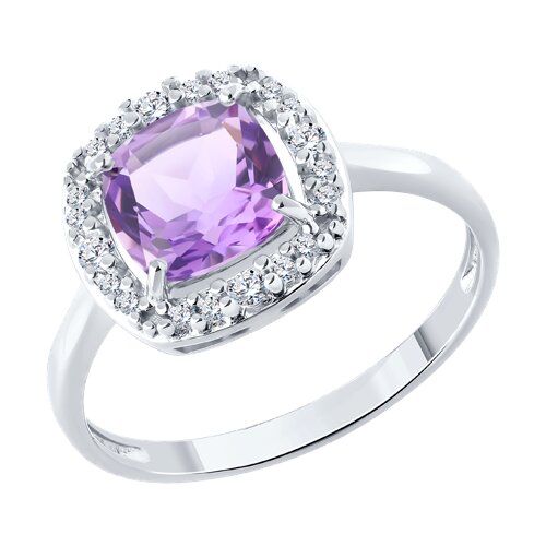 Кольцо SOKOLOV - Серебро 925, Аметист, Фианит (арт. 92014640)