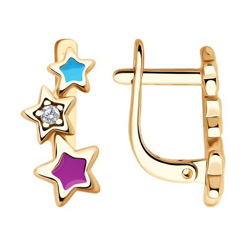 Серьги Diamant - Серебро 925, Фианит, Эмаль (арт. 93-120-02694-1)