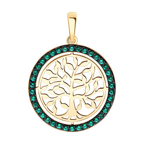 Подвеска SOKOLOV - Золото 585, Синтетический изумруд (арт. 732866)