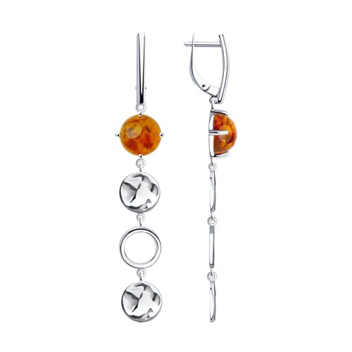 Серьги Diamant - Серебро 925, Янтарь пресс. (арт. 94-321-00337-1)