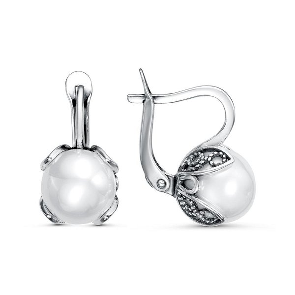 Серьги Красная пресня - Серебро 925, Жемчуг имитация (арт. 33616440)