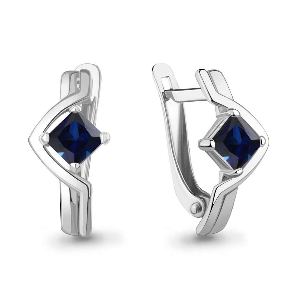 Серьги Аквамарин - Серебро 925, Синтетический сапфир (арт. 400891Н.5)