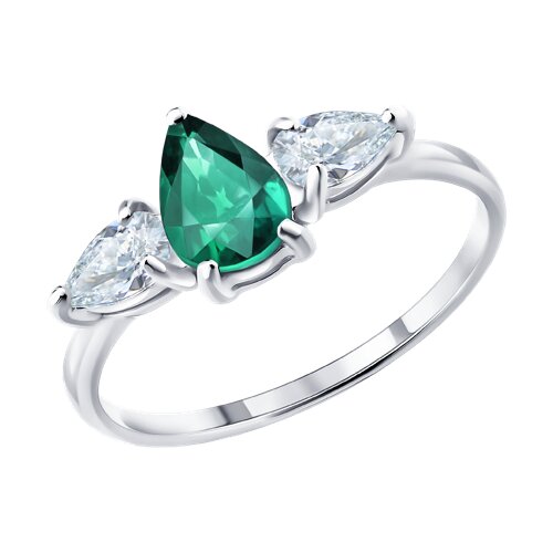 Кольцо SOKOLOV - Серебро 925, Фианит, Изумруд (арт. 63010006)